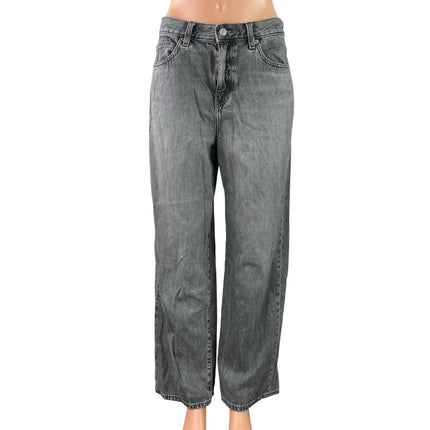 Uniqlo Women's Gray High Waist Relaxed Baggy Wide Leg Denim Jeans Pants Size 27