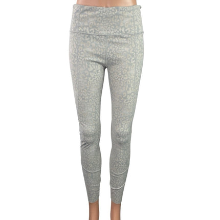 Varley Women's Gray Leopard Animal Print Yoga Athletic Leggings Pants Size M