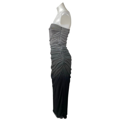 Zara Gray Black Ombre Strapless Tube Bandeau Sleeveless Drape Midi Dress Size L