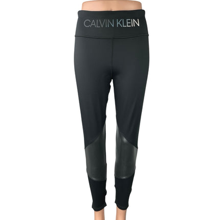 Calvin Klein Performance Black Logo Cutouts Crisscross Back Leggings Pants L