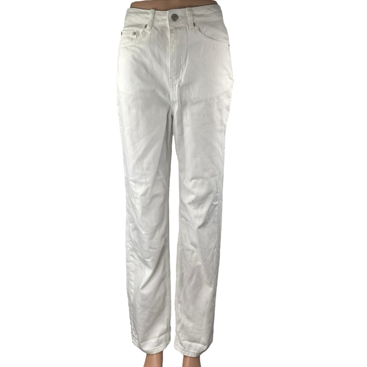 NA-KD Women's White High Waisted Relaxed Fit Straight Leg Denim Jeans Size 32