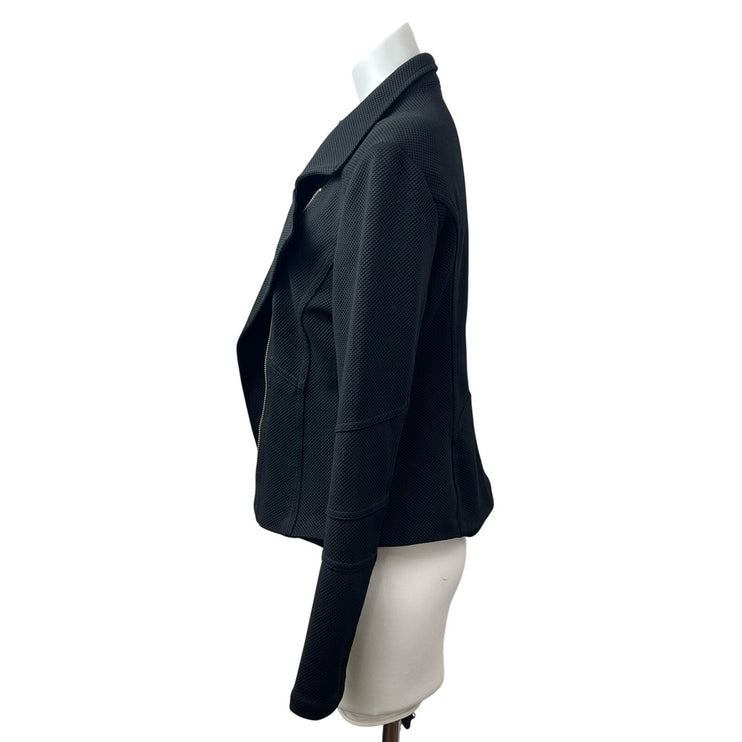 Express Women;s Black Long Sleeve Asymmetric Zip Textured Moto Biker Jacket L
