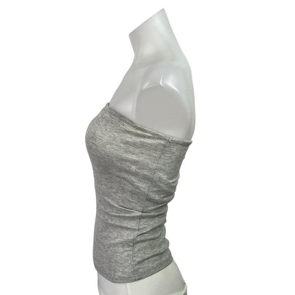 Joah Brown Women's Gray Ribbed Sleeveless Strapless Slim Tube Bandeau Top Sz S/M