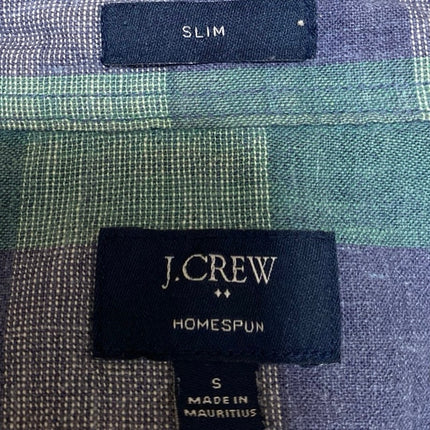 J.Crew Men's Green Purple Plaid Checkered Long Sleeve Button Down Shirt Top Sz S