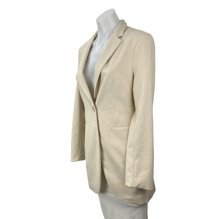 H&M Women's Cream Long Sleeve Notch Lapel One Button Blazer Suit Jacket Size XS
