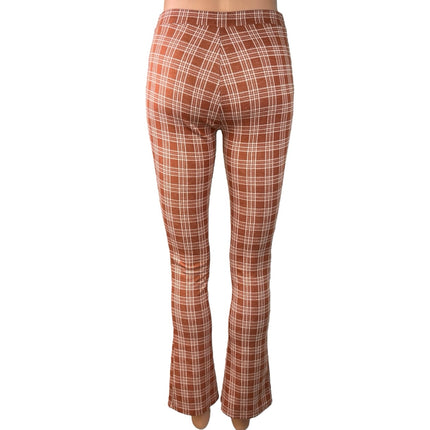 Urban Outfitters Urban Renewal Remnants Brown Plaid Front Slit Trouser Pants XS