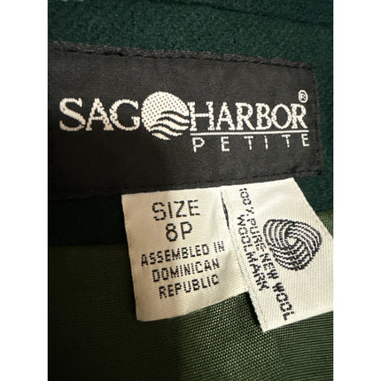 Sag Harbor 100% Wool Green Notch Collar Button Long Sleeve Blazer Coat Jacket 8