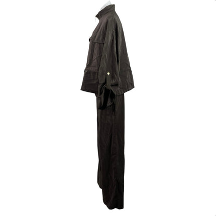 Zara Women's Olive Green Utility Tie Zip Up Jacket Pants 2 Piece Set Size M