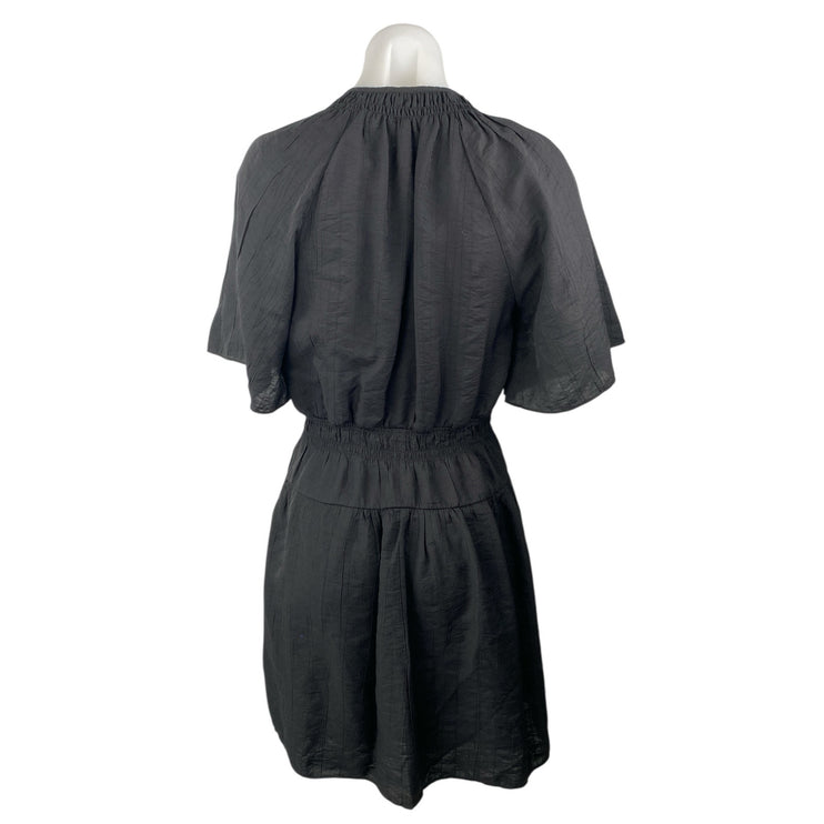 H&M Women's Black Short Sleeve V Neck Smocked Fit & Flare Mini Dress Size XS
