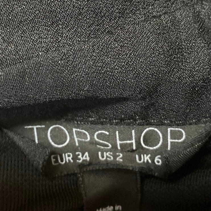 Topshop Women's Black Long Sleeve Button Front Sheath Mini Shirt Dress Size S
