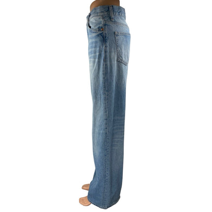 Zara Women's Blue Acid Wash High Waisted Wide Leg Baggy Palazzo Denim Jeans Sz 2