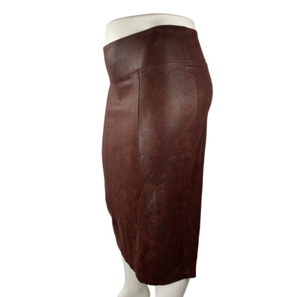 Melissa McCarthy Brown Faux Leather Vegan High Waisted Pencil Midi Skirt Size 1X