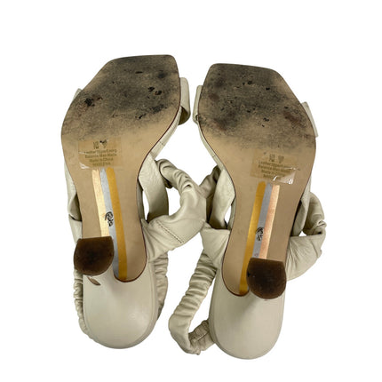 Sam Edelman Marlena Ivory Leather Ruched Padded Strap Heels Slingback Sandals 7