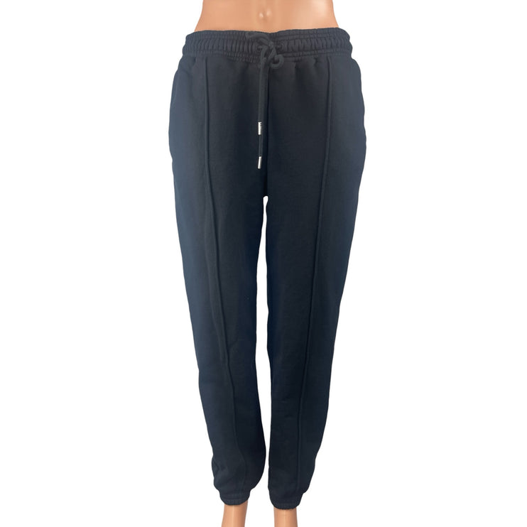 Ninety Percent Women's Black High Rise Tapered Joggers Trousers Sweat Pants Sz S