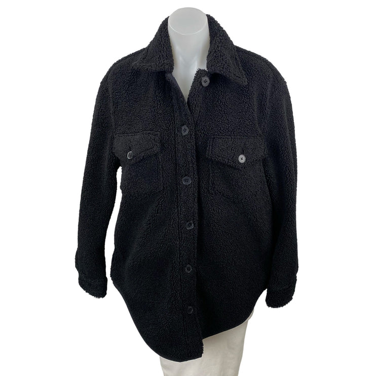 Aritzia Wilfred Free Ganna Black Long Sleeve Button Down Shacket Coat Jacket S