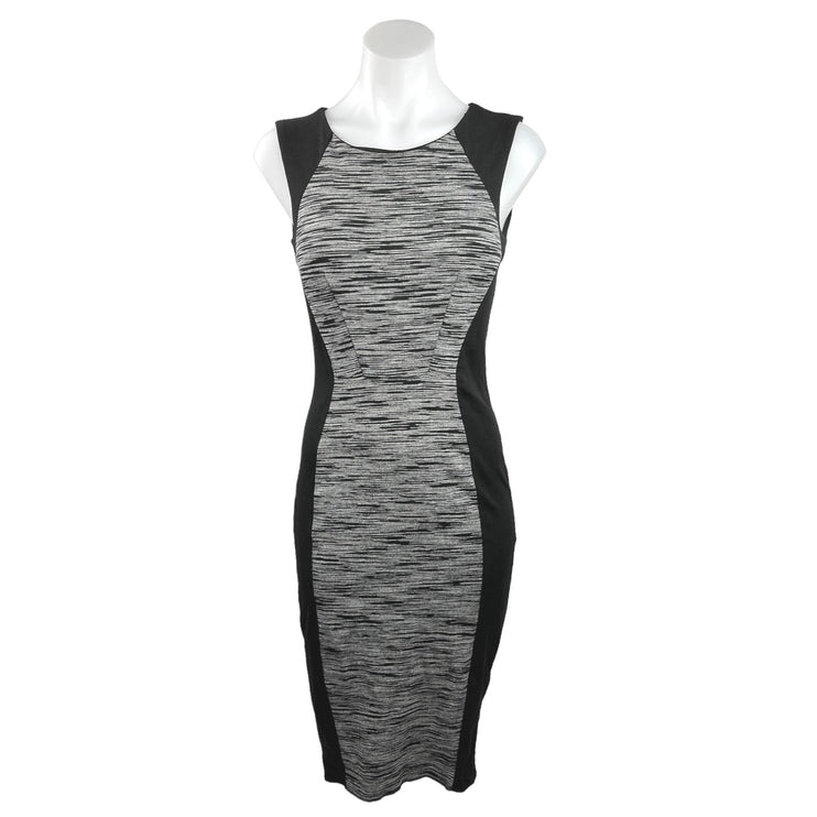 H&M Gray Black Sleeveless Knee Length Back Zip Business Career Sheath Dress Sz S