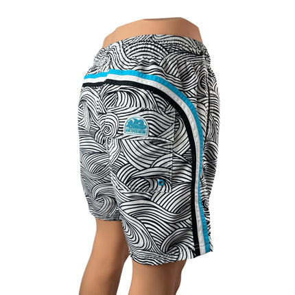 Sundek Art Wavy Line High Rise Athletic Activewear Boxer Swim Trunks Shorts Sz M
