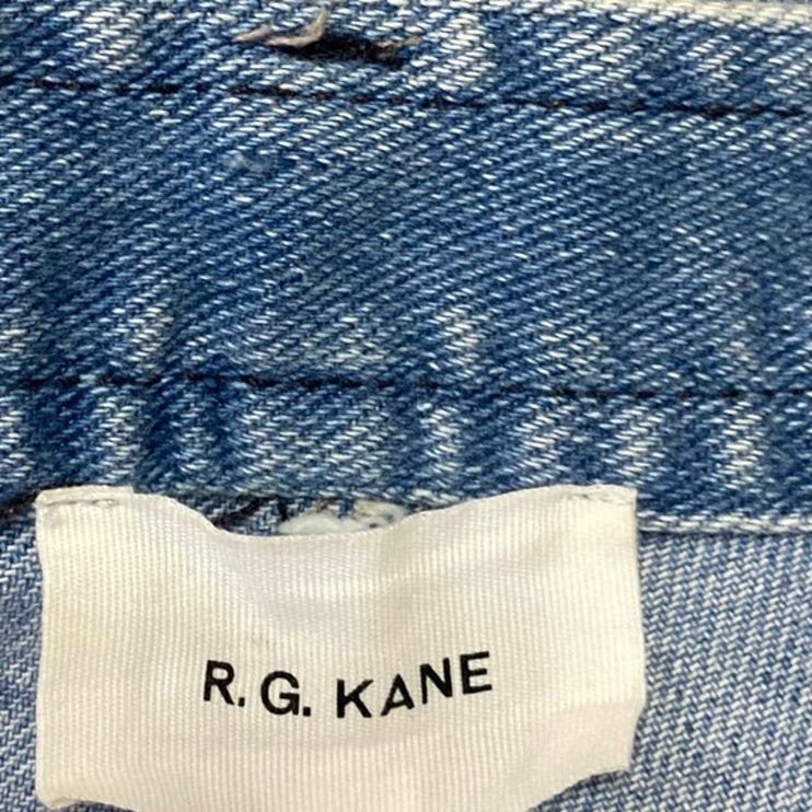 R.G. Kane Womens Blue High Waist Fray Raw Hem Flared Bootcut Denim Jeans Pants 6
