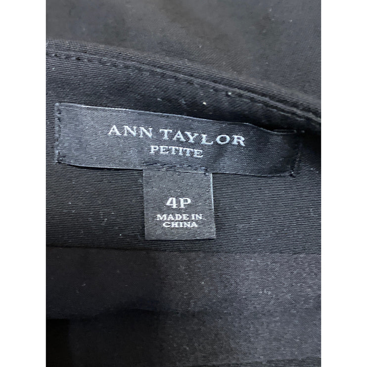 Ann Taylor Petite Women's Black Pleated High Waisted Pencil Mini Skirt Size 4P