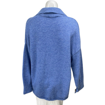 Industry Women's Blue Long Sleeve Collared Button Down Cardigan Sweater Top S