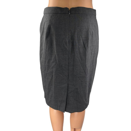 J.Crew Dark Gray Wool High Waist Zipper Knee Length Straight Pencil Skirt Size 2