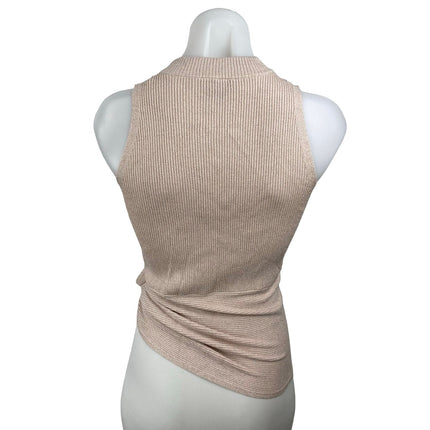 3.1 Phillip Lim Pink Metallic Sparkly Glitter Sleeveless Knit Tie Blouse Top S