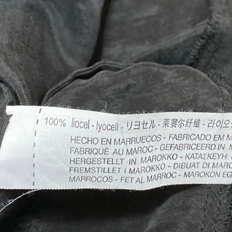 Zara Black Faux Suede Short Flutter Sleeve Zip Ruffle Mini A-Line Dress Size M