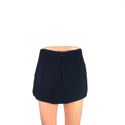 Amanda Uprichard Women's Black Zipper High Waisted A Line Mini Skirt Size XS