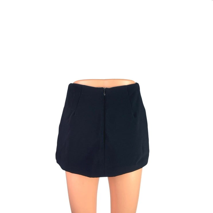 Amanda Uprichard Women's Black Zipper High Waisted A Line Mini Skirt Size XS