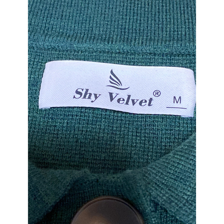 Shy Velvet Women's Green Merino Wool Collared Long Sleeve Shirt Coat Jacket Sz M