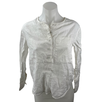 Everlane 100% Linen Womens White Button Pockets Long Sleeve Shirt Top Size XXS