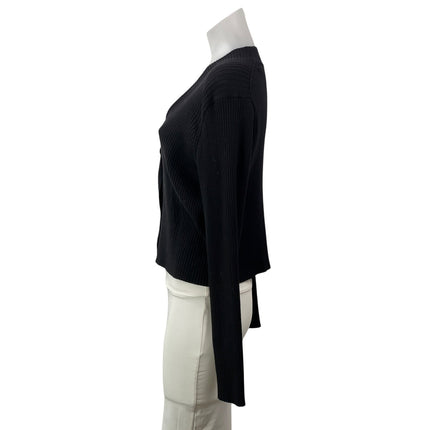 VINCE Womens Black Long Sleeves Button Front Cropped Cardigan Sweater Top Sz L/G