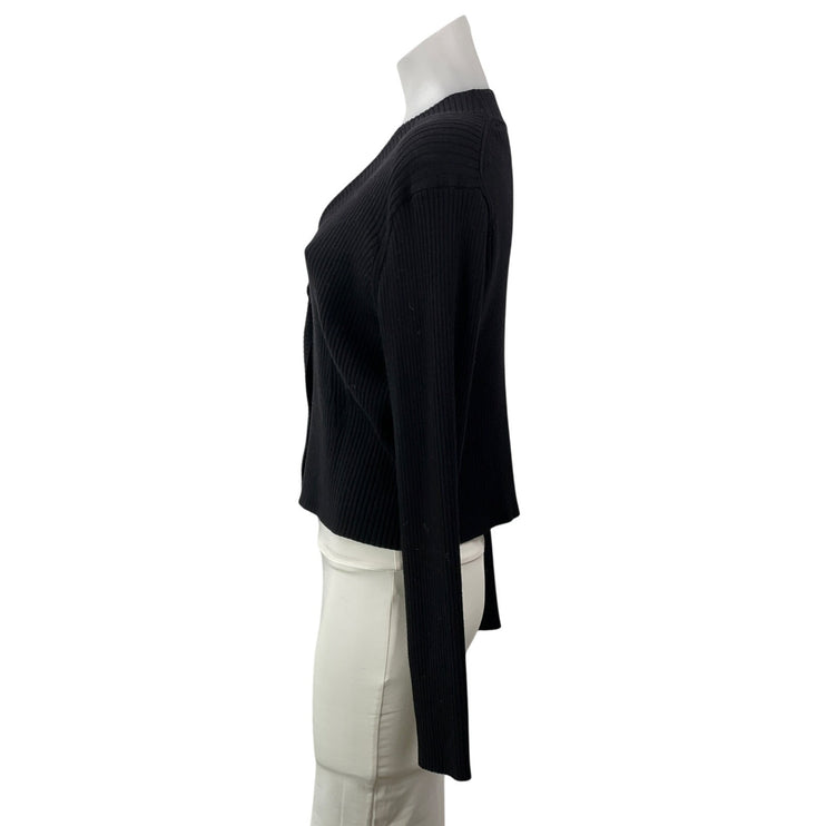 VINCE Womens Black Long Sleeves Button Front Cropped Cardigan Sweater Top Sz L/G