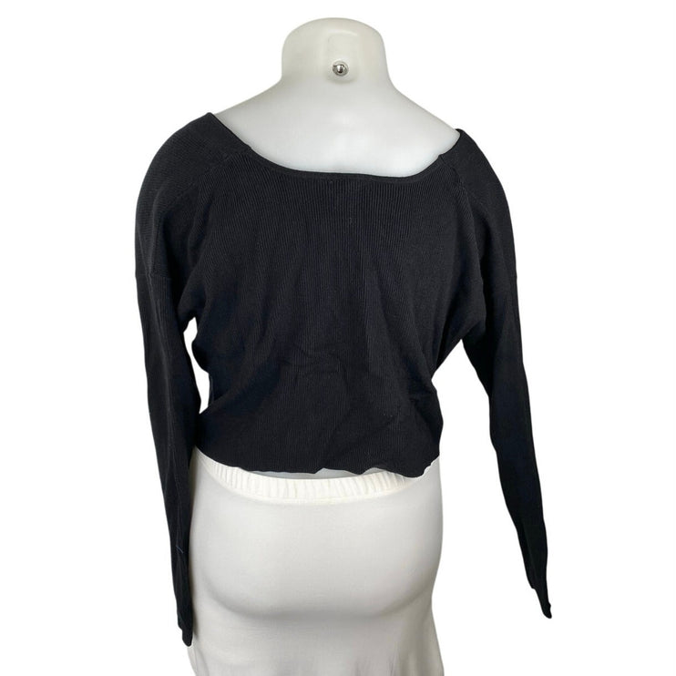 NEW BP.  Black Rib Knit V-neck Button Up Long Sleeve Crop Cardigan Sweater XXL