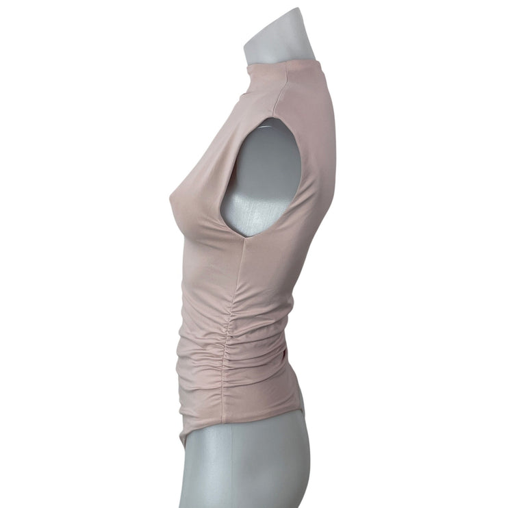 Aritzia Contour Fortify Women's Pink Sleeveless Cap Mock Neck Bodysuit Top S