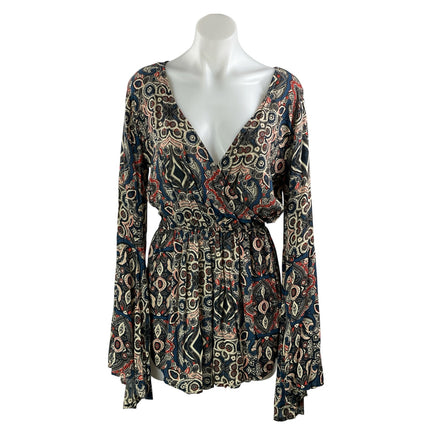 Abercrombie & Fitch Multicolor Long Bell Sleeves Paisley Jumpsuit Romper Size M