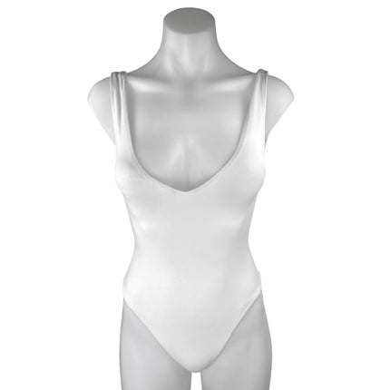 Aritzia Babaton White Sleeveless Open Back Thong Cami Tank Bodysuit Top Size 2XS