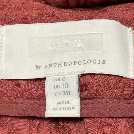 Anthropologie Ett:Twa Aubade Brown Jacquard Belted Tapered Trousers Pants Size 6
