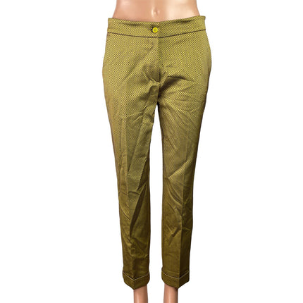 ETRO Green Pink Polka Dots Mid Rise Straight Skinny Trousers Dress Pants Size XS