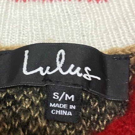 Lulus Women's Leopard Animal Print V Neck Brushed Long Sleeve Sweater Top S/M