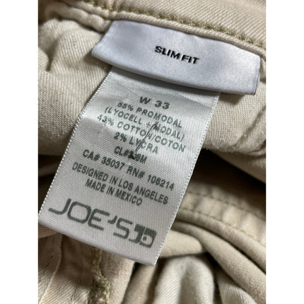 Joe's Mens Beige High Rise Slim Chino Khaki Skinny Straight Denim Jeans Pants 33