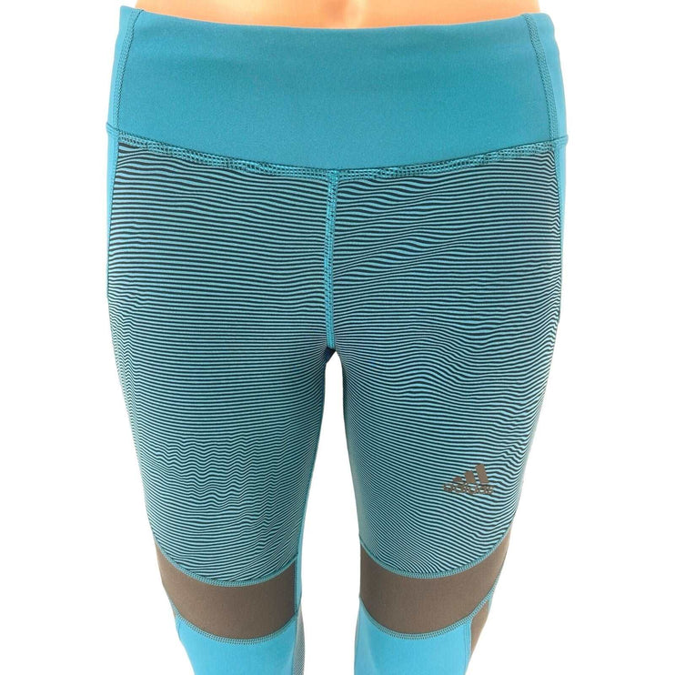 Adidas Blue Mid Rise Pull On Cropped Climalite Sport Tight Yoga Leggings Size XS