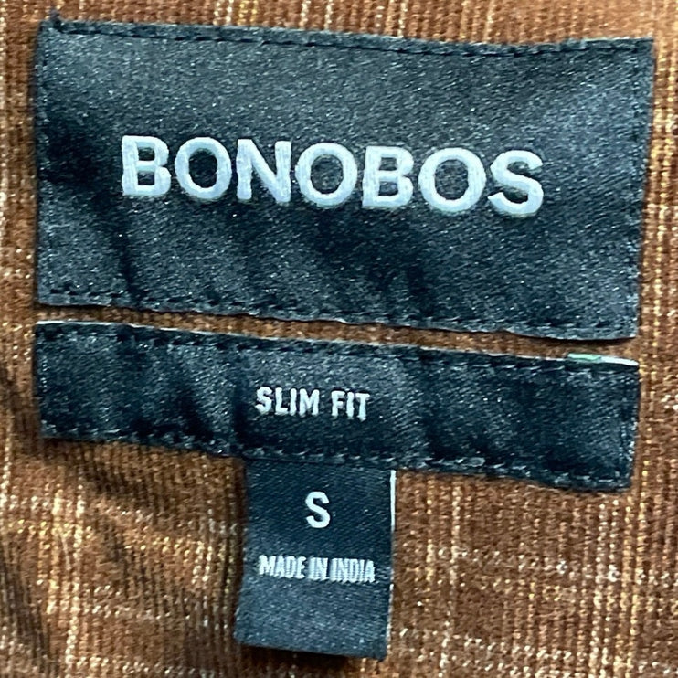 Bonobos Men's Brown Slim Fit Plaid Long Sleeve Button Down Shirt Top Size S