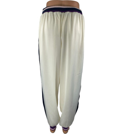 Saylient Women's White Elastic Waist High Rise Tapered Jogger Sweat Pants Size L