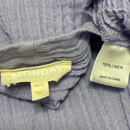 Monday Swimwear Barcelona 100% Linen Purple Long Sleeves Tunic Shirt Top Sz M/L