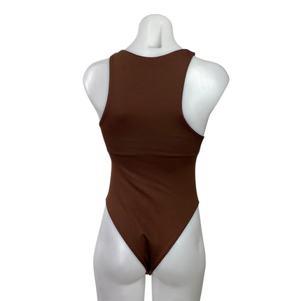 Zara Womens Brown Seamless Sleeveess Racerback Stretch Bodysuit Tank Top Size S