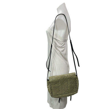 Osklen Pirarucu Flap Green Leather Fish Skin Crossbody Shoulder Handbag Size OS