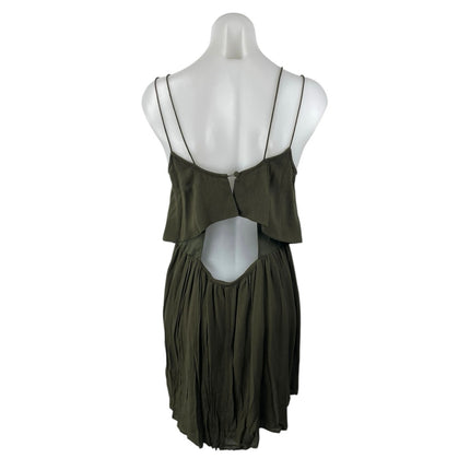 Topshop Dark Olive Green Sleeveless Tiered Cami Tank Blouson Mini Dress Size 4