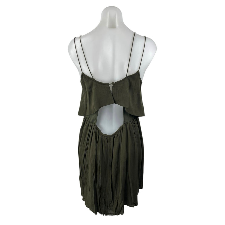 Topshop Dark Olive Green Sleeveless Tiered Cami Tank Blouson Mini Dress Size 4