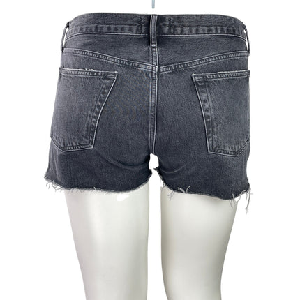 AGOLDE Women's Black High Rise Frayed Raw Hem Cutoff Denim Jeans Shorts Sz 32